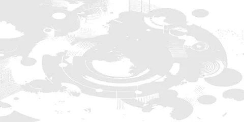 Abstract white digital background with circular tech patterns and soft geometric 스톡 일러스트