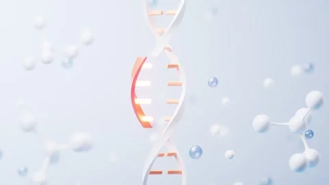 Abstract white DNA double helix rotation with floating molecule structure i.. 库存影片 327249498
