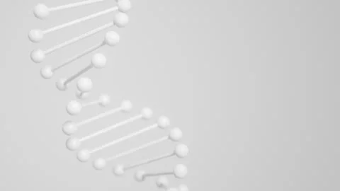 Abstract white DNA helix with separated molecular elements rotating in depth of Stock Footage 340563507