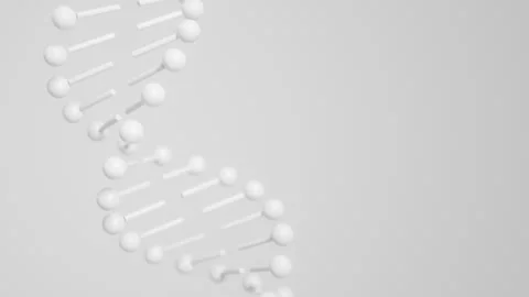 Abstract white DNA helix with separated molecular elements rotating in depth of Stock Footage 340961639