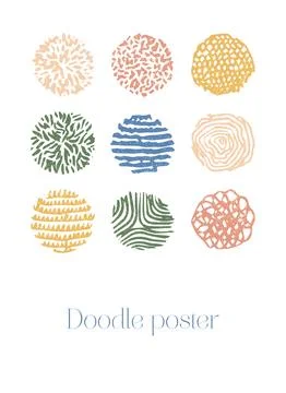 Abstract White Doodle Poster Illustrazione stock