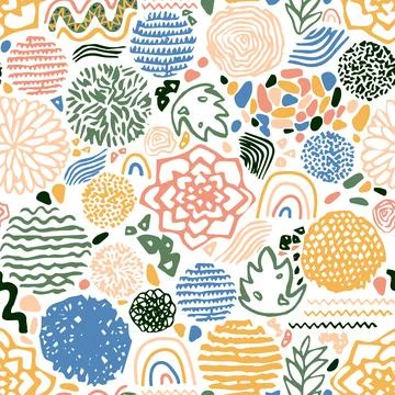 Abstract White Doodle Seamless Pattern Stockillustratie