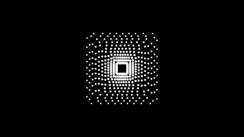 Abstract white dots animate in a square formation radiating and swirling on.. Stock Footage 345547890
