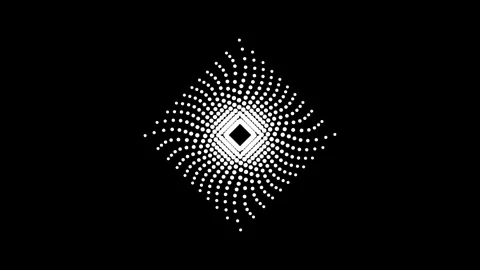 Abstract white dots animation forming a dynamic rhombus shape with a centra.. Stock Footage 345547558