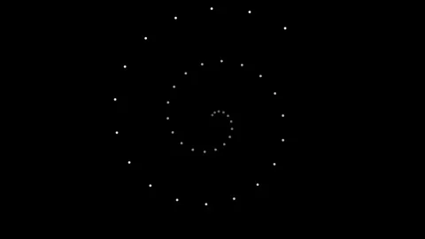 Abstract white dots forming a dynamic spiral pattern on a clean black backg.. Stock Footage 343799501