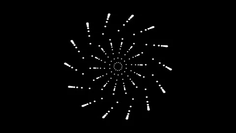 Abstract white dots forming a dynamic spiral pattern moving outwards on a d.. Stock Footage 345546112