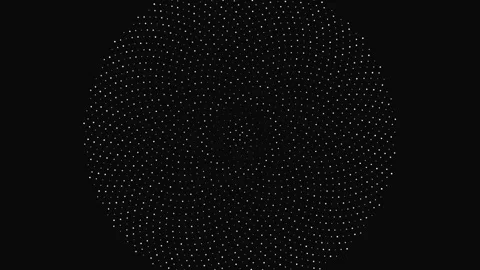 Abstract white dots forming a spiral pattern on black background Stock Footage 335881304