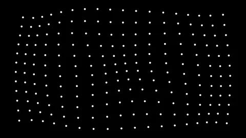 Abstract white dots grid moving on black background digital technology data.. Video stock 345546483