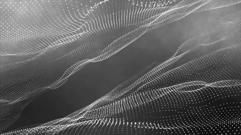 Abstract white dots particles flowing wave pattern halftone gradient curve .. Stock Footage 290850740