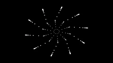 Abstract white dots radiating outwards on a black background creating a fut.. Video stock 345545685