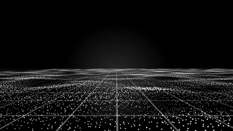 Abstract white dots wave and moving grid on black background. Futuristic pa.. Stock Footage 295196250