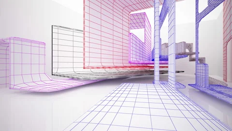 Abstract white drawing interior .  Video stock 96712380