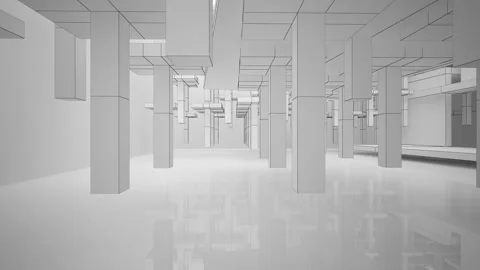 Abstract white drawing interior. Stock Footage 100718903