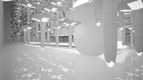 Abstract white drawing interior. Stock Footage 100723037