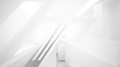 Abstract white drawing interior multilevel public space with window. Stock Footage 93359194