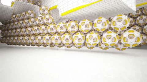 Abstract white drawing interior multilevel public space with window.  Stock Footage 96254171