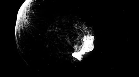 Abstract white dust particles flying on a black background and creating Stock Illustration