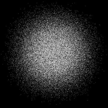 Abstract white dust of round shape is isolated on a black background. Sprayin Stock Illustration