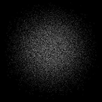 Abstract white dust of round shape is isolated on a black background. Sprayin Illustration