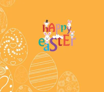 Abstract white easter egg with bunny on yellow background Illustrazione stock