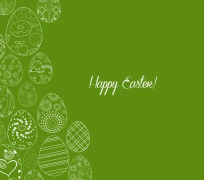 Abstract white easter egg on green background Stock Illustration