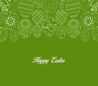 Abstract white easter egg on green background Illustrazione stock