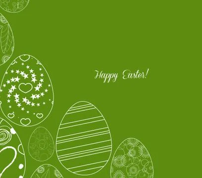 Abstract white easter egg on green background Stock Illustration