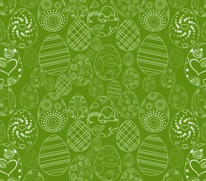 Abstract white easter egg on green background Illustrazione stock