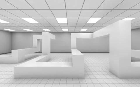 Abstract white empty office interior 3d render Stockillustratie