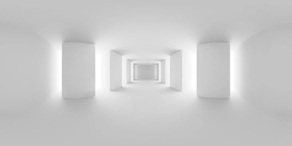 Abstract white empty room with columns HDRI map Stock Illustration