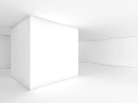 Abstract white empty room, cube column Stock Illustration