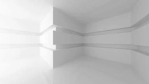 Abstract white empty room interior with. 3d render illustration Stock Illustration