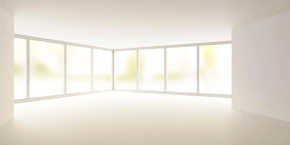 Abstract white empty studio interior room 3d render illustration Stock Illustration