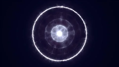 Abstract white energy core with glowing concentric rings on a dark background Stock Illustration