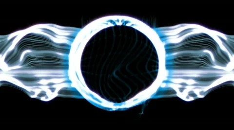 Abstract white energy waves / black hole loop Stock Footage