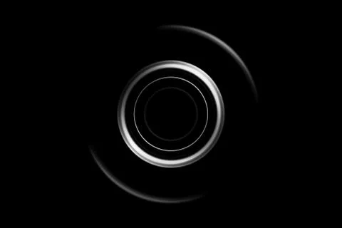 Abstract white eye with lighting circle on black background Stock Illustration