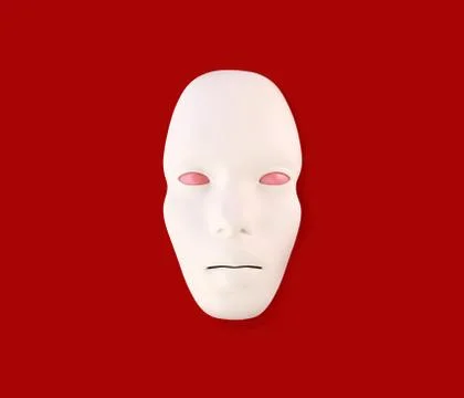 Abstract white face mask in red surface Stock Illustration