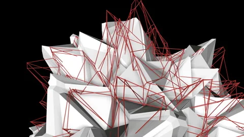 Abstract white figure with red mesh moves on a black background. looped animated Stock Footage 140067483
