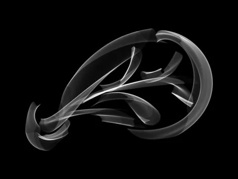 Abstract white flame smoke in shape of leaf over black background Stock Illustration