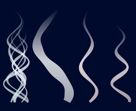 Abstract white flowing smoke and steam lines on deep blue background for gr.. Stock Illustration