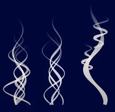 Abstract white flowing smoke lines on deep blue background for artistic and.. Stock Illustration