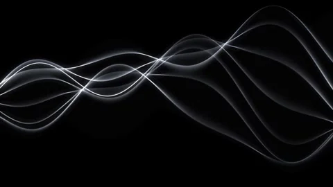 Abstract white flowing waves move smoothly across dark background digital a.. Stock-Footage 346453601