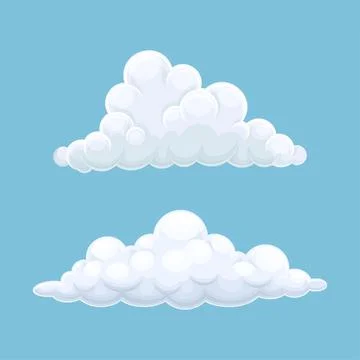 Abstract white fluffy clouds on on blue background vector illustration Illustrazione stock