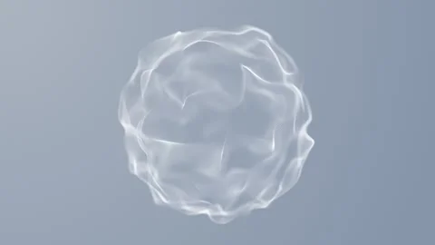 Abstract White Fluid Mesh Sphere with Subtle Wave Deformation, Digital Netw.. Video stock 330115028