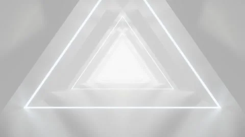Abstract white futuristic triangle tunnel architecture Stock Footage 334840541