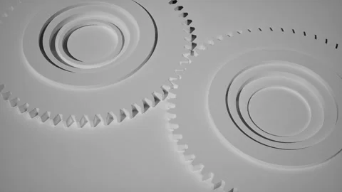Abstract White Gears and Cogs, Industrial Minimalism Concept Stock-Footage 331574626