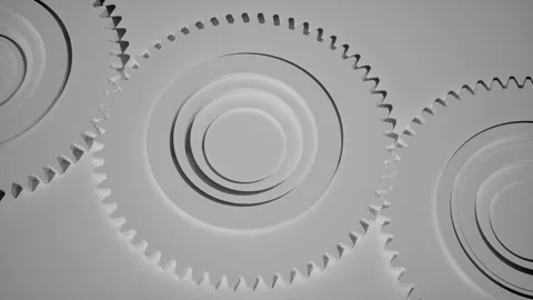 Abstract White Gears and Cogs, Industrial Minimalism Concept Stock Footage 331574665