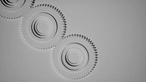 Abstract White Gears and Cogs, Industrial Minimalism Concept Stock Footage 331574713