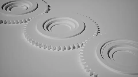 Abstract White Gears and Cogs, Industrial Minimalism Concept Stock Footage 331574715
