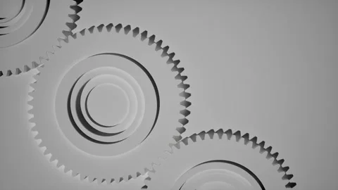 Abstract White Gears and Cogs, Industrial Minimalism Concept Stock Footage 331574766